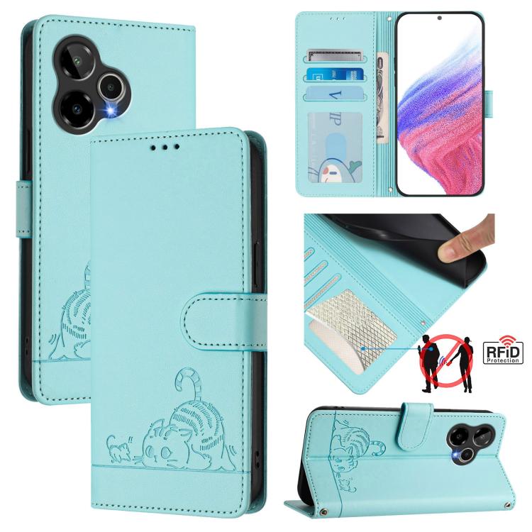 Cat Rat Embossed Pattern RFID Leather Phone Case with Lanyard, For AT&T Verge 2