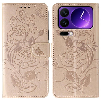 Rose Butterfly Embossed Leather Phone Case, For Xiaomi 17 Pro, For Xiaomi 17, For Xiaomi 15T Pro 5G, For Xiaomi 15T 5G