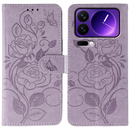 Rose Butterfly Embossed Leather Phone Case, For Xiaomi 17 Pro, For Xiaomi 17, For Xiaomi 15T Pro 5G, For Xiaomi 15T 5G