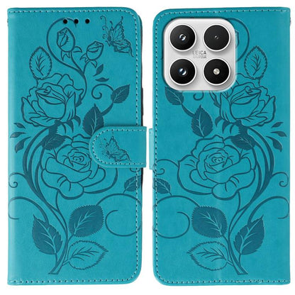Rose Butterfly Embossed Leather Phone Case, For Xiaomi 17 Pro, For Xiaomi 17, For Xiaomi 15T Pro 5G, For Xiaomi 15T 5G