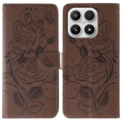 Rose Butterfly Embossed Leather Phone Case, For Xiaomi 17 Pro, For Xiaomi 17, For Xiaomi 15T Pro 5G, For Xiaomi 15T 5G