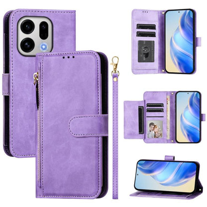 Multi-Card Slots Zipper Wallet Leather Phone Case, For OPPO Find X9, For OPPO Find X9 Pro