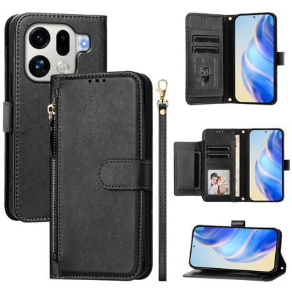 Multi-Card Slots Zipper Wallet Leather Phone Case, For OPPO Find X9, For OPPO Find X9 Pro