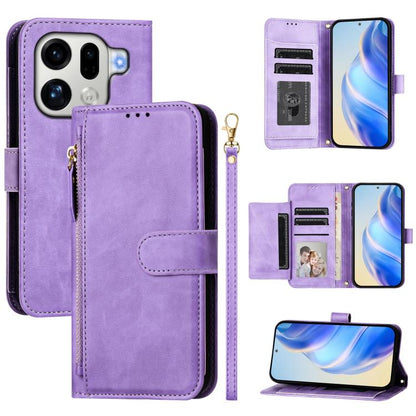 Multi-Card Slots Zipper Wallet Leather Phone Case, For OPPO Find X9, For OPPO Find X9 Pro