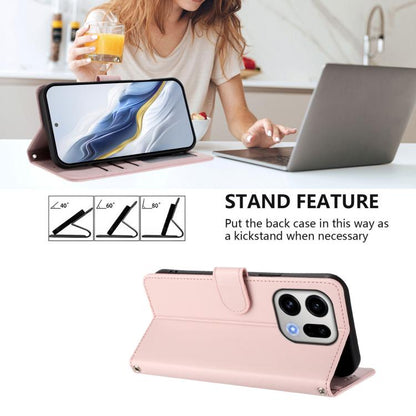Embossed Heart Cat Leather Phone Case with Hand Strap, For OPPO Find X9, For OPPO Find X9 Pro