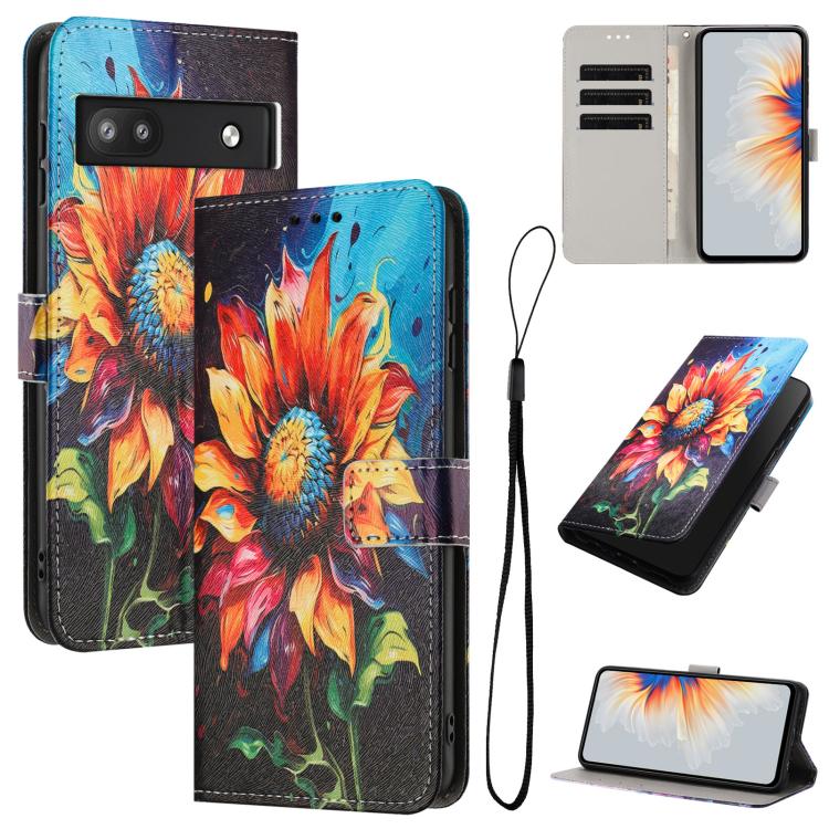 Color Drawing Pattern Leather Phone Case, For Google Pixel 7, For Google Pixel 6a