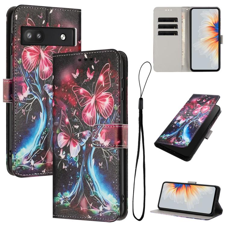 Color Drawing Pattern Leather Phone Case, For Google Pixel 7, For Google Pixel 6a