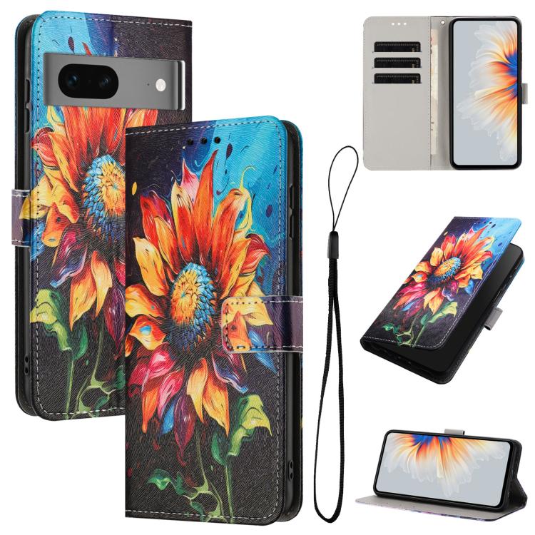 Color Drawing Pattern Leather Phone Case, For Google Pixel 7, For Google Pixel 6a