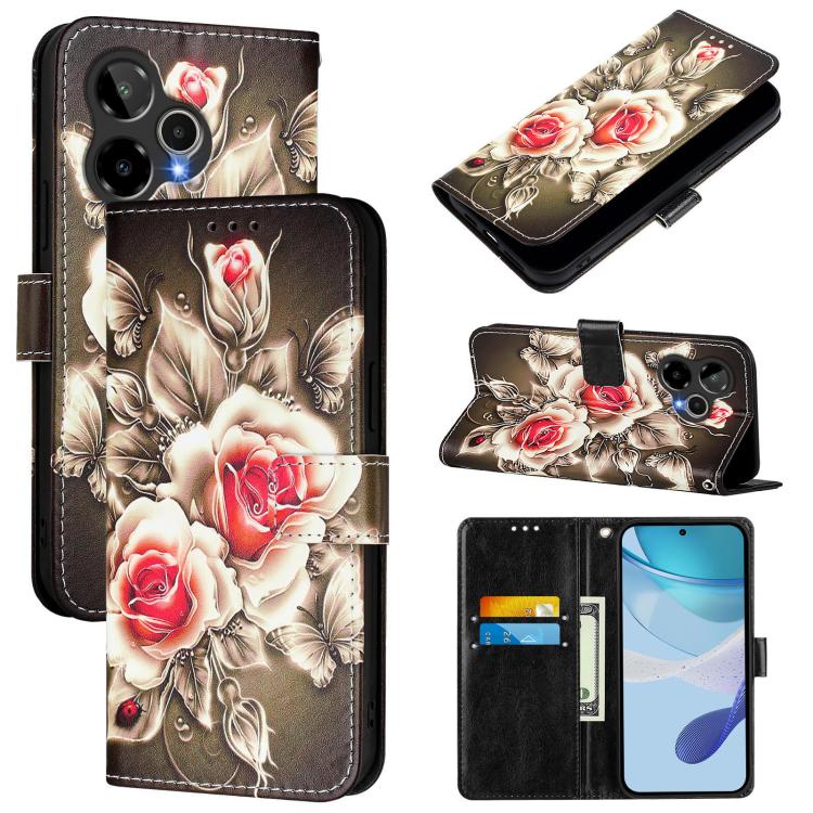 Colored Drawing Pattern Plain Weave Leather Phone Case, For Cricket Icon Plus 2026