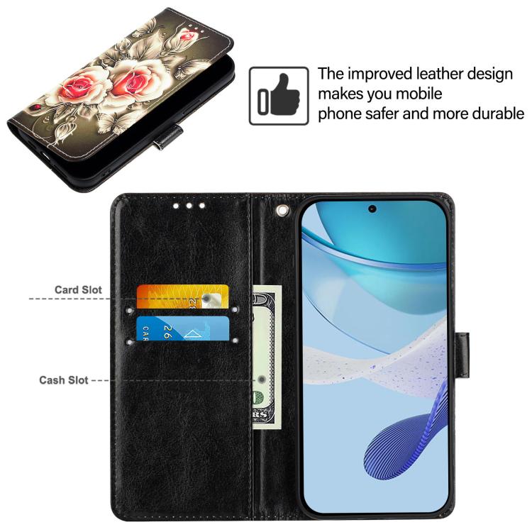 Colored Drawing Pattern Plain Weave Leather Phone Case, For Cricket Icon Plus 2026