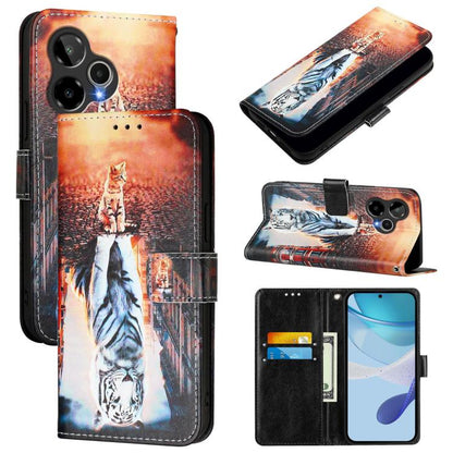 Colored Drawing Pattern Plain Weave Leather Phone Case, For Cricket Icon Plus 2026