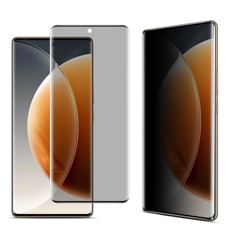 Curved privacy tempered glass film shown over phone front and back