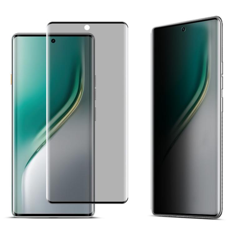 Curved privacy tempered glass screen protector on phone screen, full-screen fit