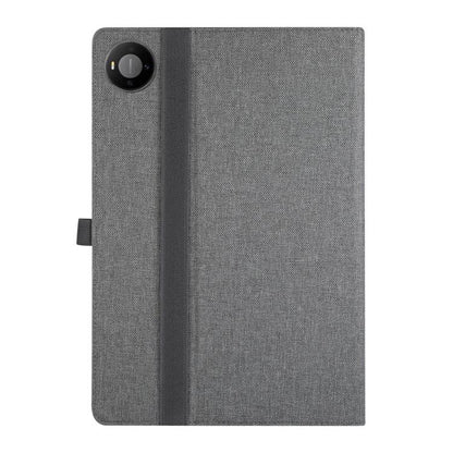 Grey textured tablet case with circular camera cutout on back