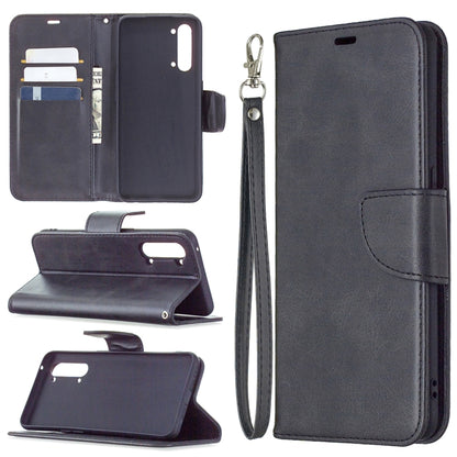 Flip phone wallet case with card slots, wrist lanyard, and magnetic closure; dark