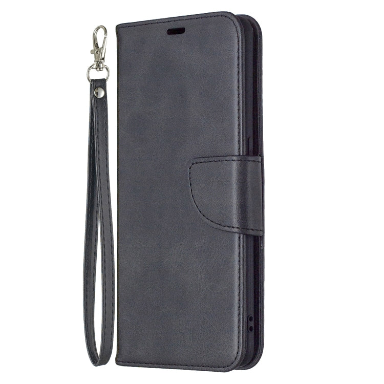 Flip phone wallet case with card holder panel and wrist lanyard; dark gray