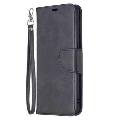 Flip phone wallet case with card holder panel and wrist lanyard; dark gray