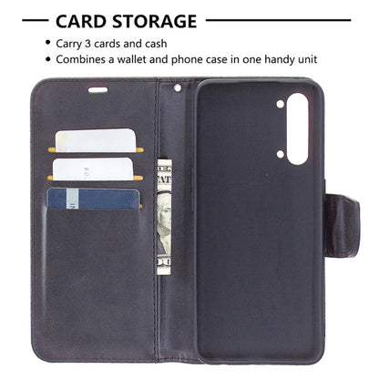 Phone wallet case with 3-card slots, flip cover, and lanyard; dark