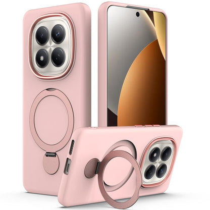 Pink pivot ring phone case with camera cutouts and circular ring stand.