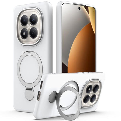White phone case with pivot ring holder and camera cutout for secure grip protection