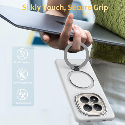White pivot ring phone case with secure grip kickstand ring for hands-free viewing