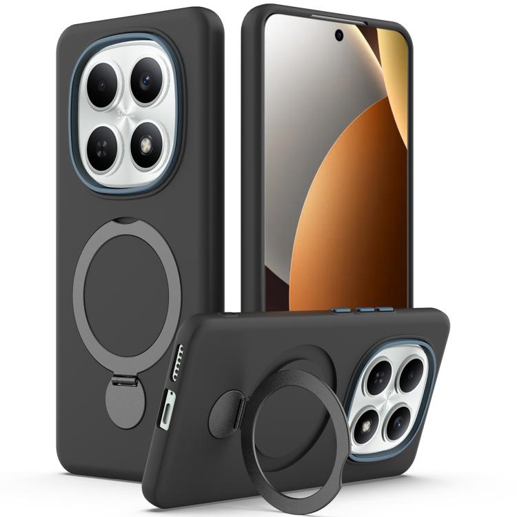 Black phone case with pivot ring holder, TPU hybrid cover with camera cutouts