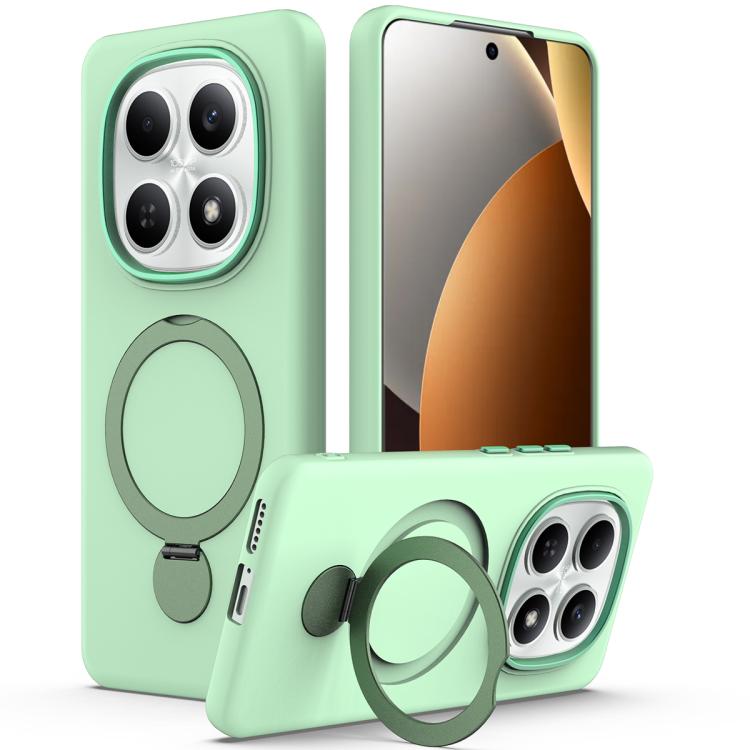 Green phone case with pivot ring holder, TPU hybrid cover with camera cutouts