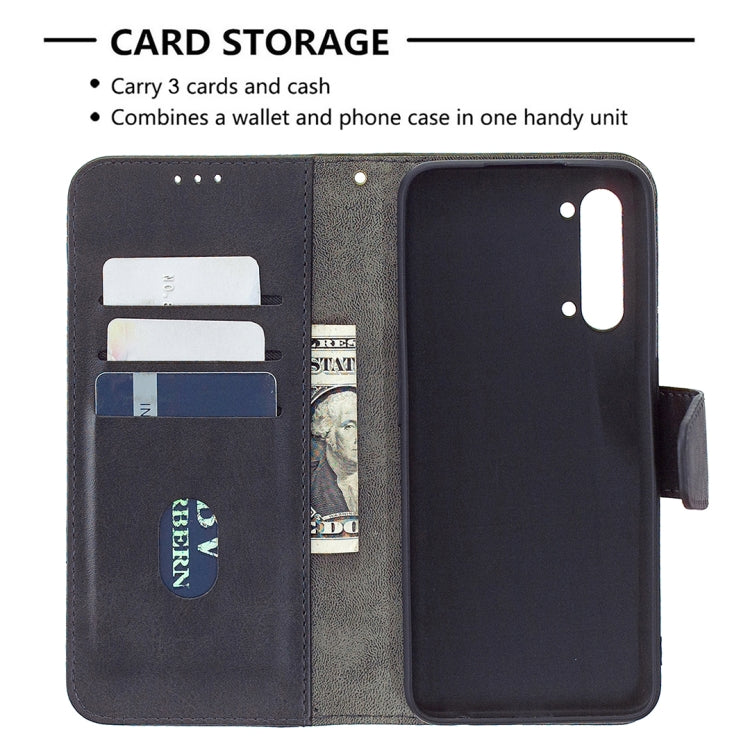 Black PU leather phone wallet case with card slots and flip cover, crocodile texture.