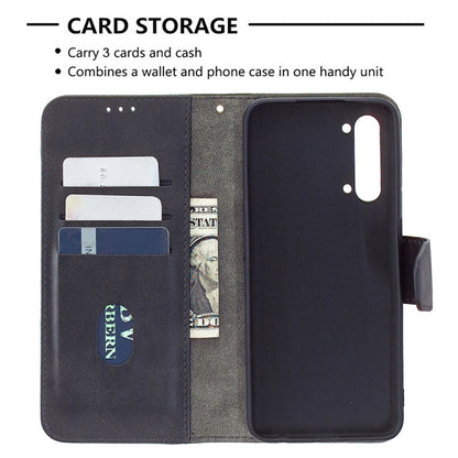 Black PU leather phone wallet case with card slots and flip cover, crocodile texture.