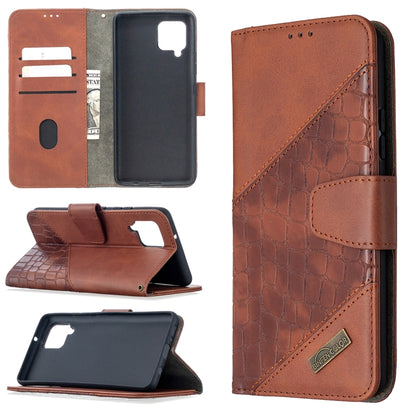 Brown crocodile-texture PU leather flip phone wallet case with card slots