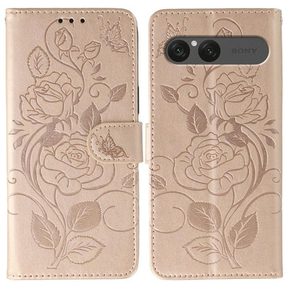 Rose Butterfly Embossed Leather Phone Case, For Sony Xperia 10 VII
