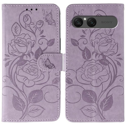 Rose Butterfly Embossed Leather Phone Case, For Sony Xperia 10 VII
