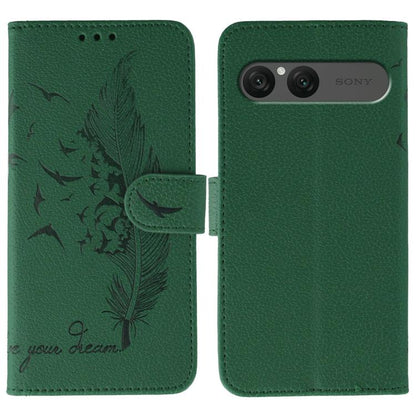 Feather Pattern Litchi Texture Leather Phone Case, For Sony Xperia 10 VII