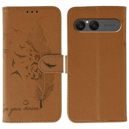 Feather Pattern Litchi Texture Leather Phone Case, For Sony Xperia 10 VII