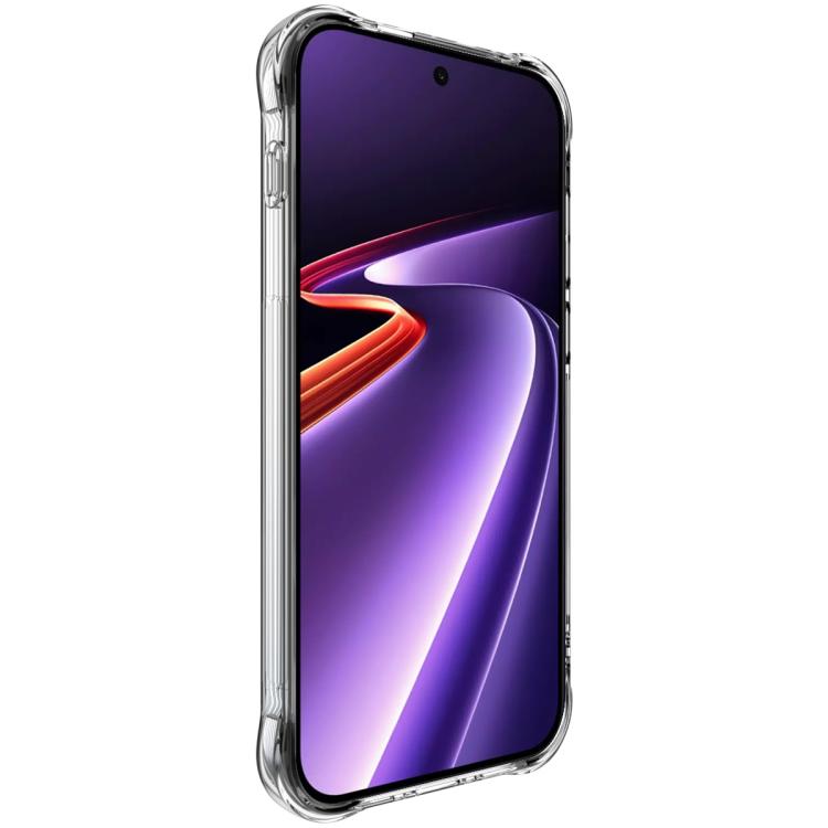 Transparent shockproof TPU phone case with raised edges and camera opening