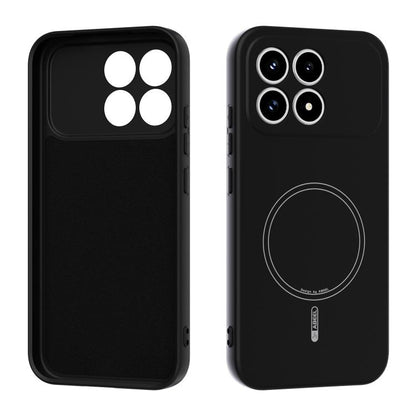 Black liquid silicone phone case with MagSafe ring cutout and camera protection