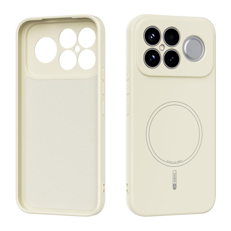 Cream liquid silicone phone case with MagSafe ring cutout and camera protection