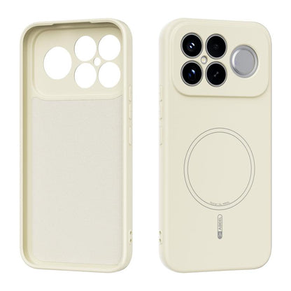 Cream liquid silicone phone case with MagSafe ring cutout and camera protection