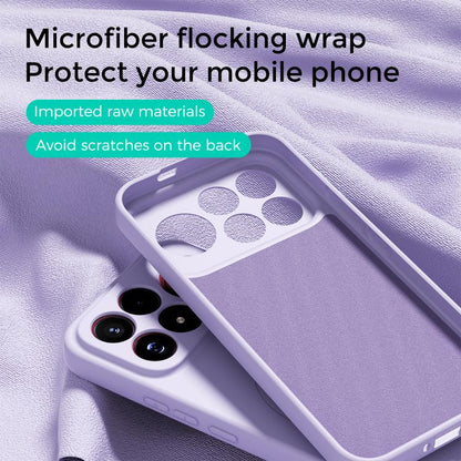Lilac purple liquid silicone MagSafe phone case with soft-touch look and camera cutouts