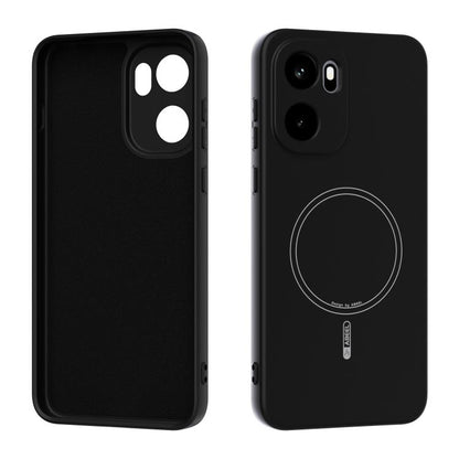 Black liquid silicone MagSafe phone case with circular ring cutout