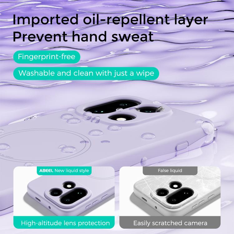 Lavender MagSafe liquid silicone phone case back with circular magnetic ring