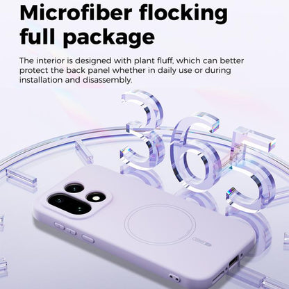 Lilac MagSafe phone case shown with clear microfibre flocking packaging