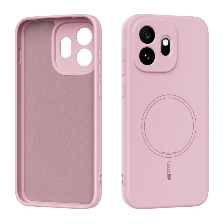 Pink MagSafe phone case with camera cutouts and circular magnetic ring on back