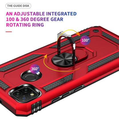 Red protective phone case with adjustable 360-degree rotating ring holder