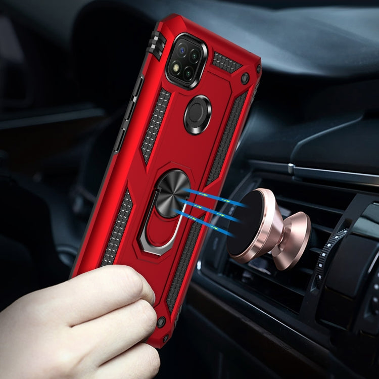 Red phone case with camera cutout and rotating ring mount for car use