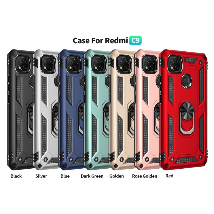 Multi-color Redmi C9 phone cases lineup with rotating ring holder design