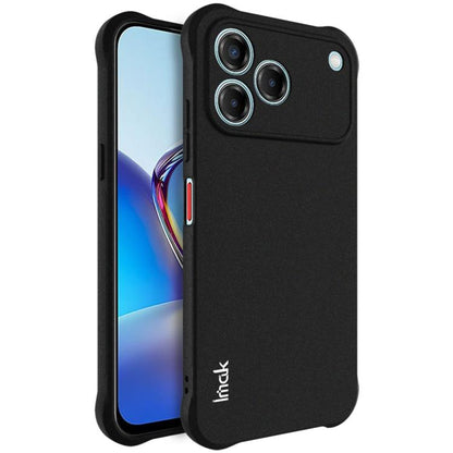 Shockproof matte black TPU phone case with raised camera bezel and side button covers