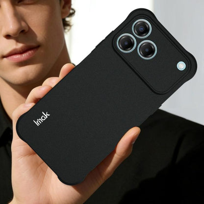 Matte black shockproof TPU phone case showing camera lens cutouts and soft grip edges