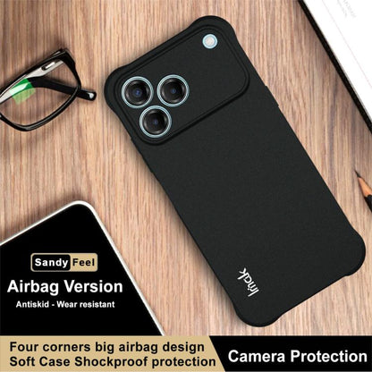 Matte black shockproof TPU phone case with camera lens cutouts and corner airbag design