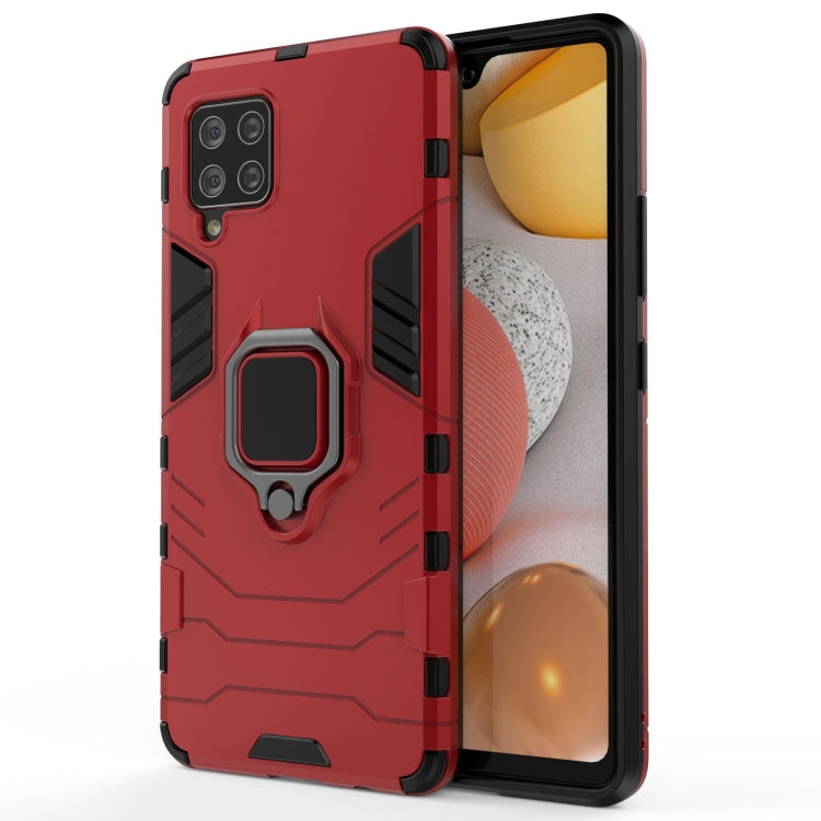 Rugged red shockproof case with magnetic ring holder and camera/speaker cutouts